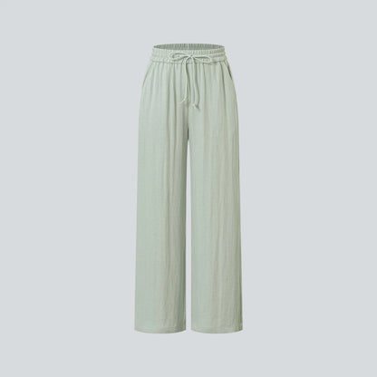 Drawstring Wide Leg Casual Pants
