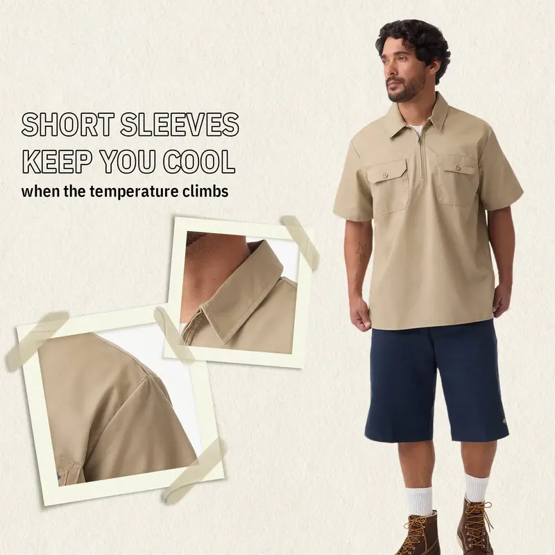 1/4 Zip Work Shirt - Relaxed Fit, Breathable Workwear