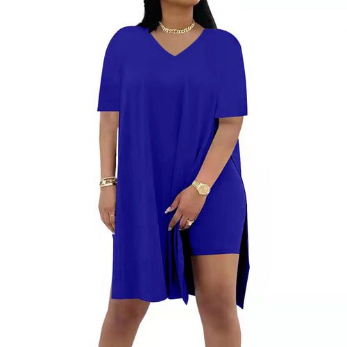 🔥 LAST DAY SALE – Women’s Casual 2-Piece Outfit – Oversized Tunic & Biker Shorts