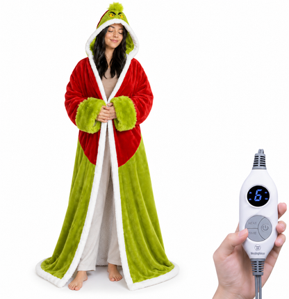 🔥 Wearable Heated Sherpa Blanket with Foot Pocket – Cozy Warmth & Auto Shut-Off
