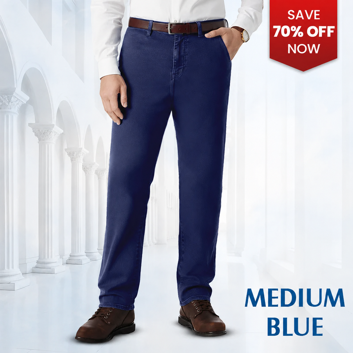 【LAST DAY SALE】Men's Classic Straight Fit Stretch Jeans