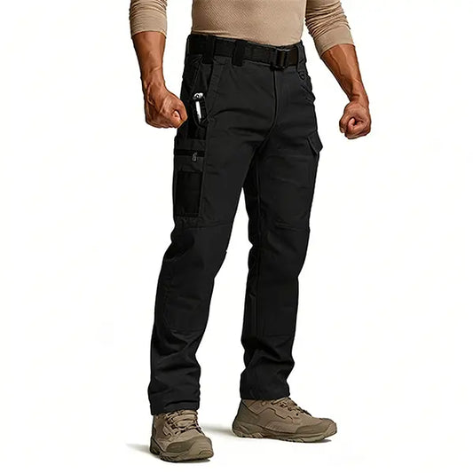 Men's Solid Color Tactical Work Pants,230g/m² new fabric，with Multiple Pockets and Zipper Closures, Durable Outdoor Training Pants