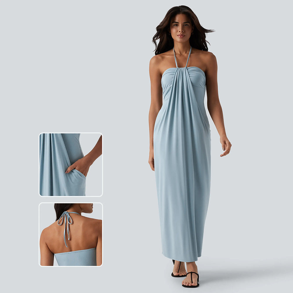 💥Halter Tie Back Maxi Dress with Pockets