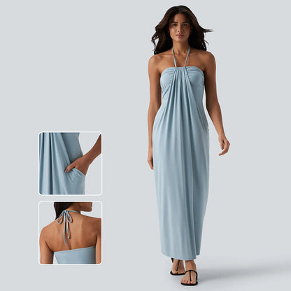 💥Halter Tie Back Maxi Dress with Pockets