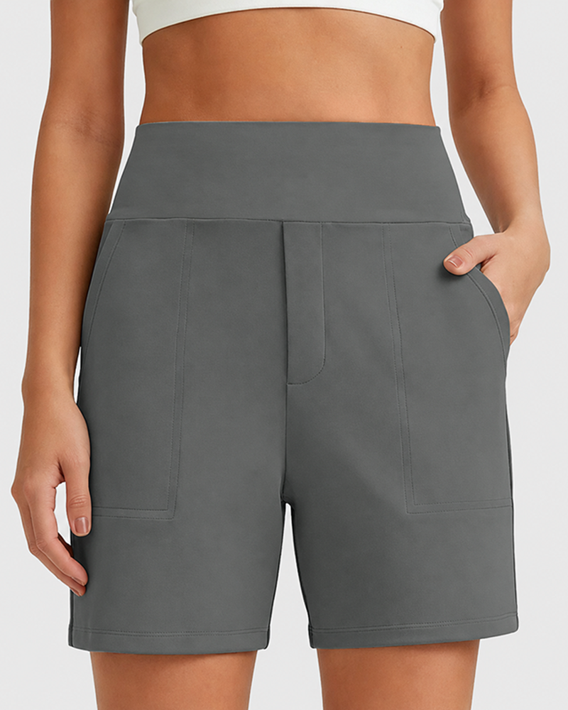 CLEARANCE SALE🔥Women's High-Waisted Athletic Bermuda Shorts with Pockets