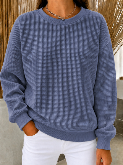 Fall-Ready & Flying Out – Women's Waffle Knit Crewneck Sweatshirt（1