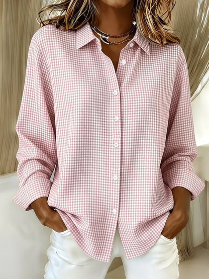 CLEARANCE SALE🔥 Women's Casual Gingham Long Sleeve Button Down Shirt