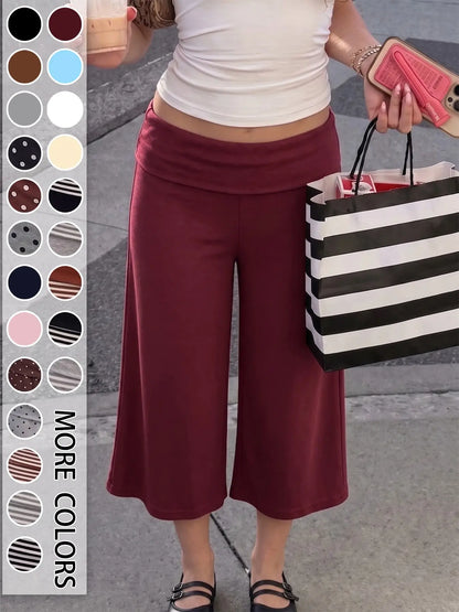 Women's Mid Waist Turn-Up Capri Leggings