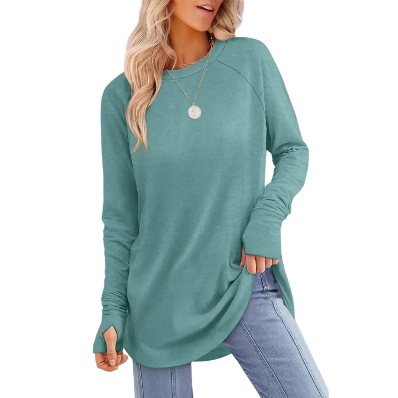 Womens Long Sleeve Round Neck Tunic Tops🎊