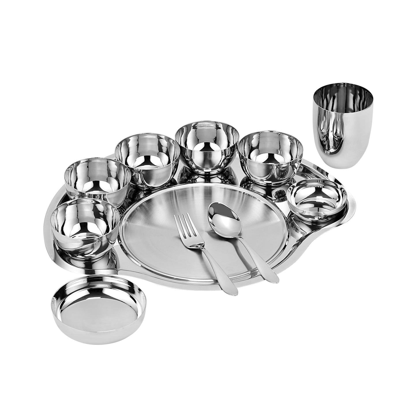 ORION STAINLESS STEEL MAHARAJA THALI SET - 11 PIECE SET
