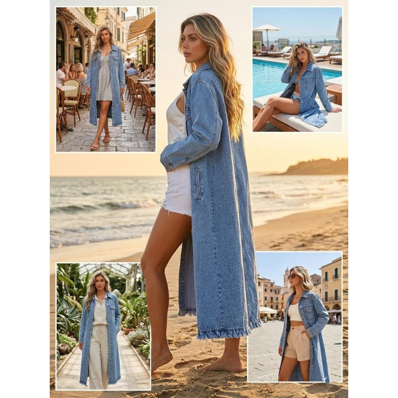 Women's Classic Long Denim Jacket