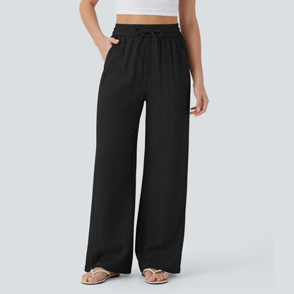 Drawstring Wide Leg Casual Pants