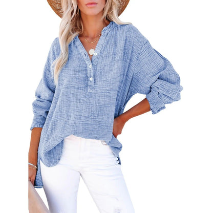Flash Sale🔥 Women’s Cotton V Neck Button Blouse Tops