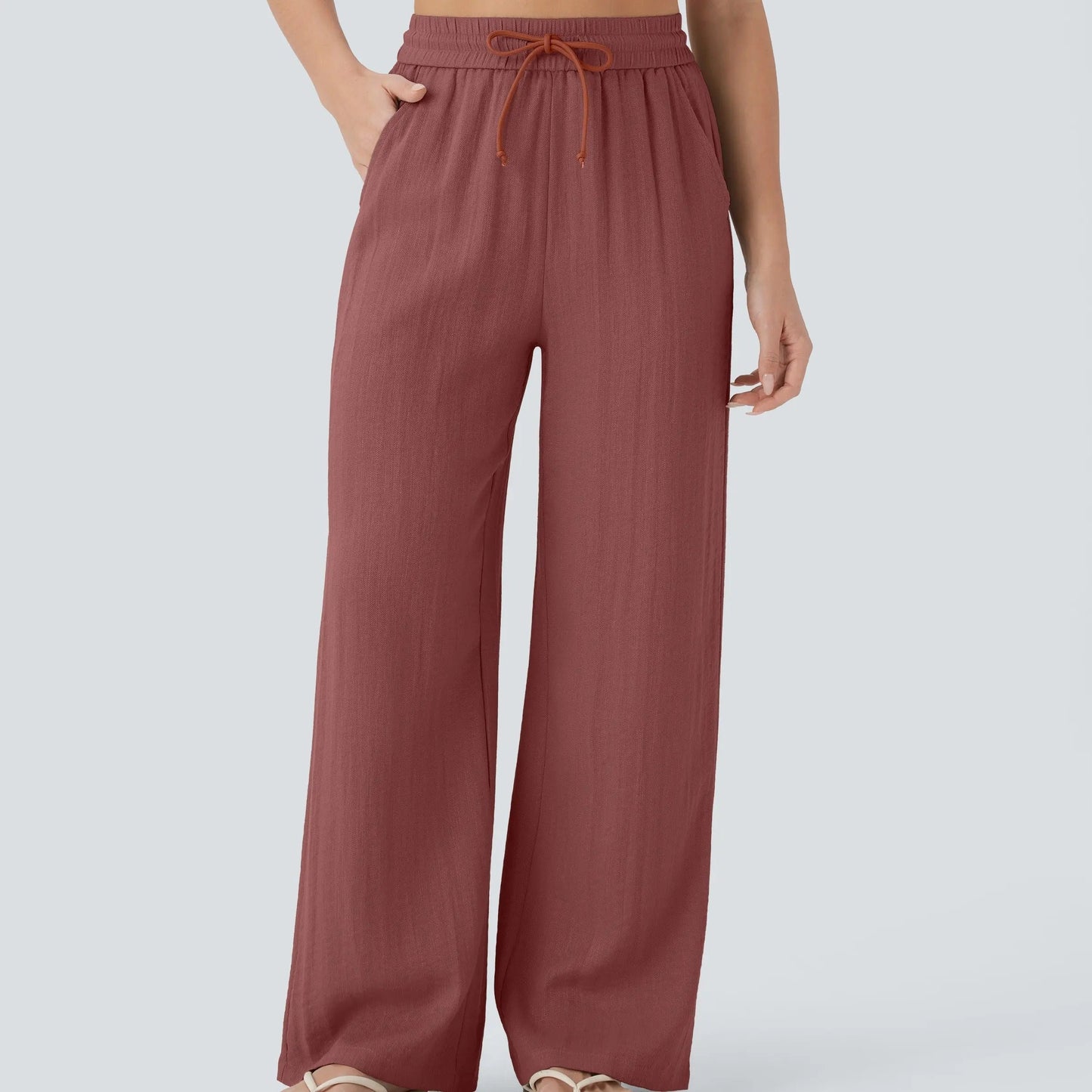 Drawstring Wide Leg Casual Pants