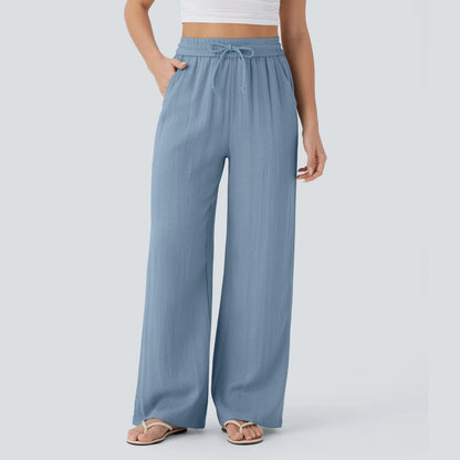 Drawstring Wide Leg Casual Pants