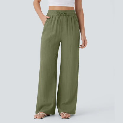 Drawstring Wide Leg Casual Pants