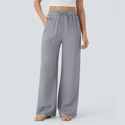 Drawstring Wide Leg Casual Pants
