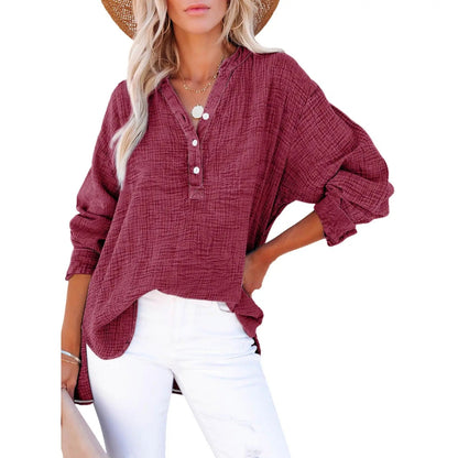 Flash Sale🔥 Women’s Cotton V Neck Button Blouse Tops