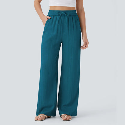 Drawstring Wide Leg Casual Pants