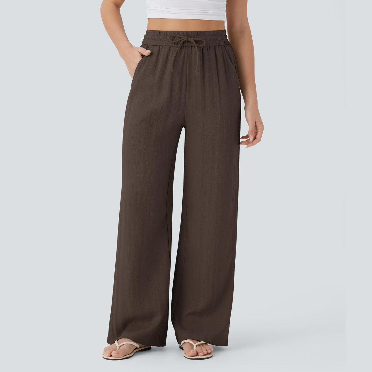 Drawstring Wide Leg Casual Pants