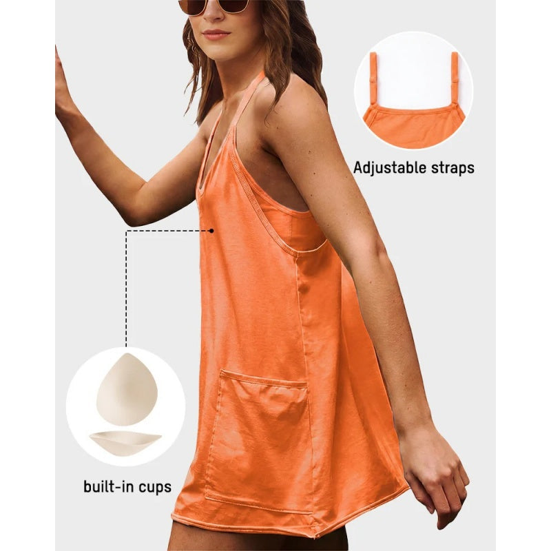 Lounge Dress with Built-In Shorts & Pockets