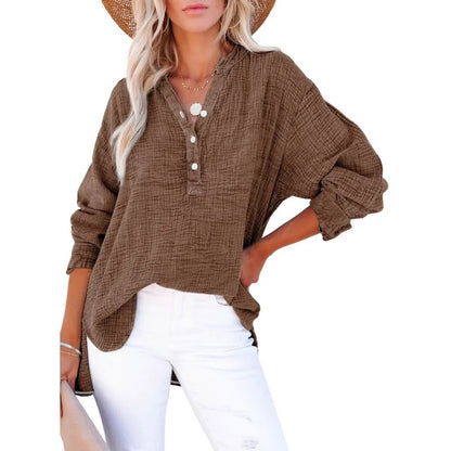 Flash Sale🔥 Women’s Cotton V Neck Button Blouse Tops