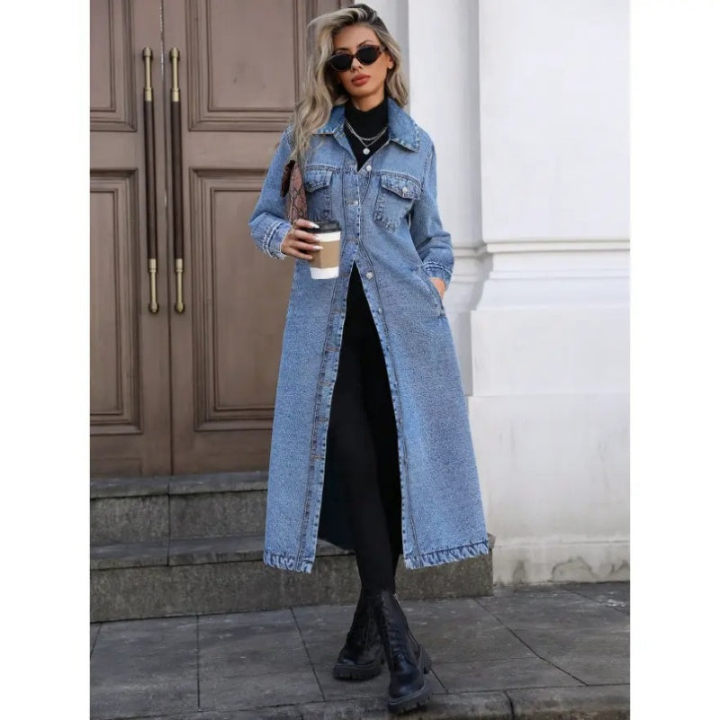 Women's Classic Long Denim Jacket