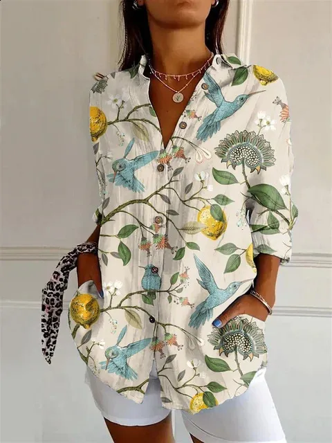 🔥LAST DAY SALE🔥 Women Retro Floral Print Casual Button‑Up Shirt