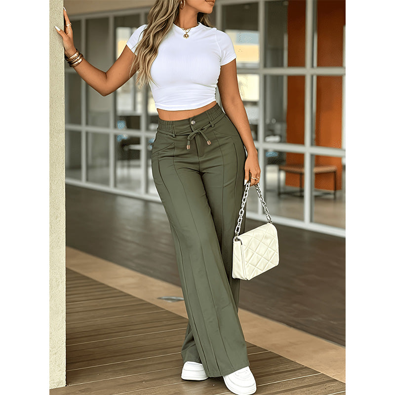 Damenhose mit hoher Taille und geradem Bein
