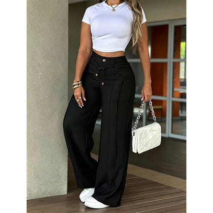 Damenhose mit hoher Taille und geradem Bein