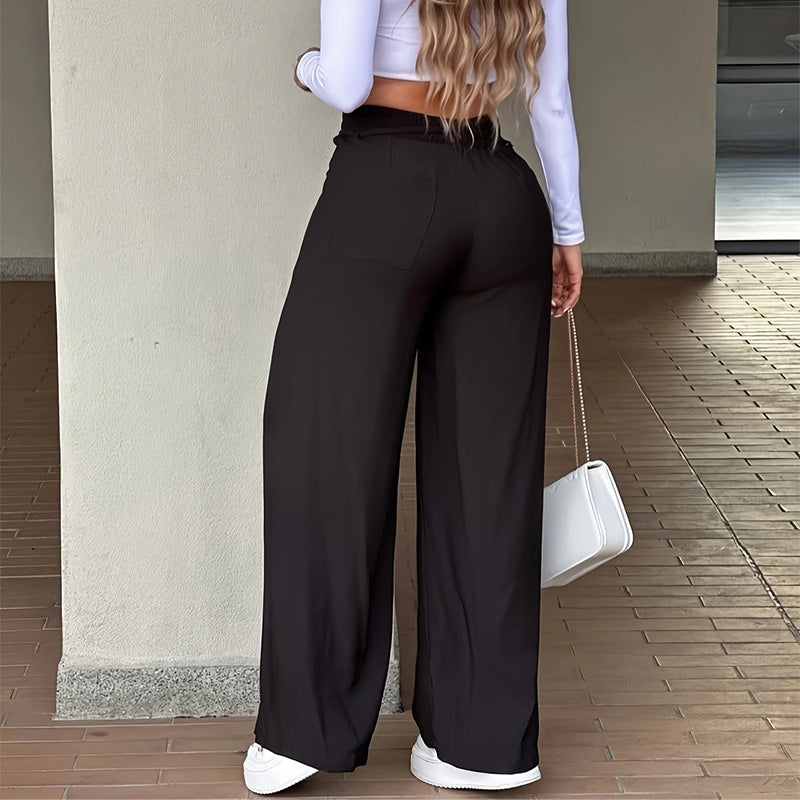 Damenhose mit hoher Taille und geradem Bein