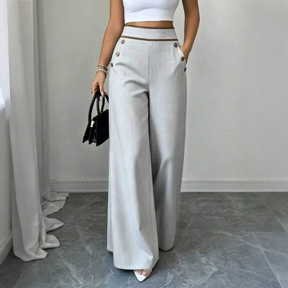 🌿🌿Limited-time offer-Must-Have👖 Contrast-Trim Wide-Leg Pants