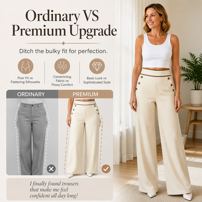 🌿🌿Limited-time offer-Must-Have👖 Contrast-Trim Wide-Leg Pants