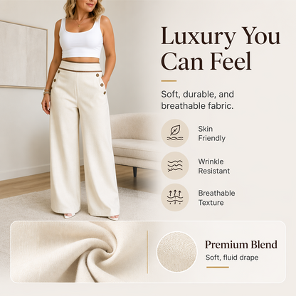 🌿🌿Limited-time offer-Must-Have👖 Contrast-Trim Wide-Leg Pants