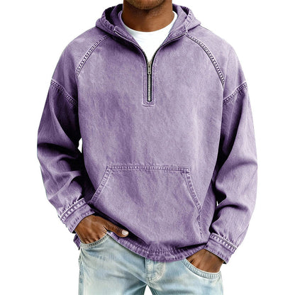 ✨Men's Casual Half-Zip Denim Jacket