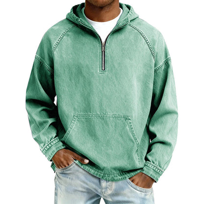 ✨Men's Casual Half-Zip Denim Jacket