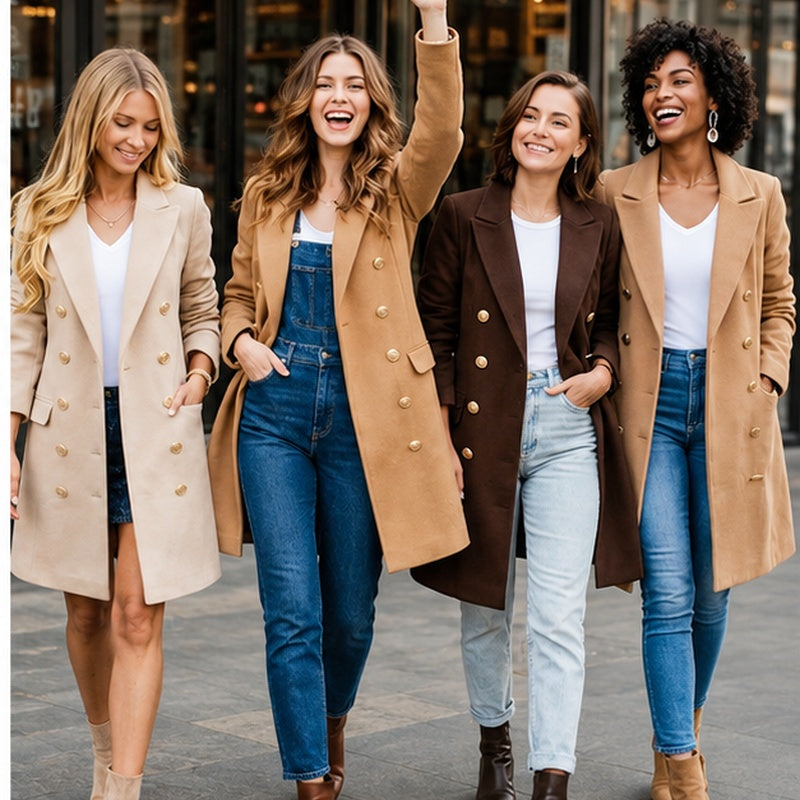 Women's Classic Wool-Blend Double-Breasted Midi Coat
